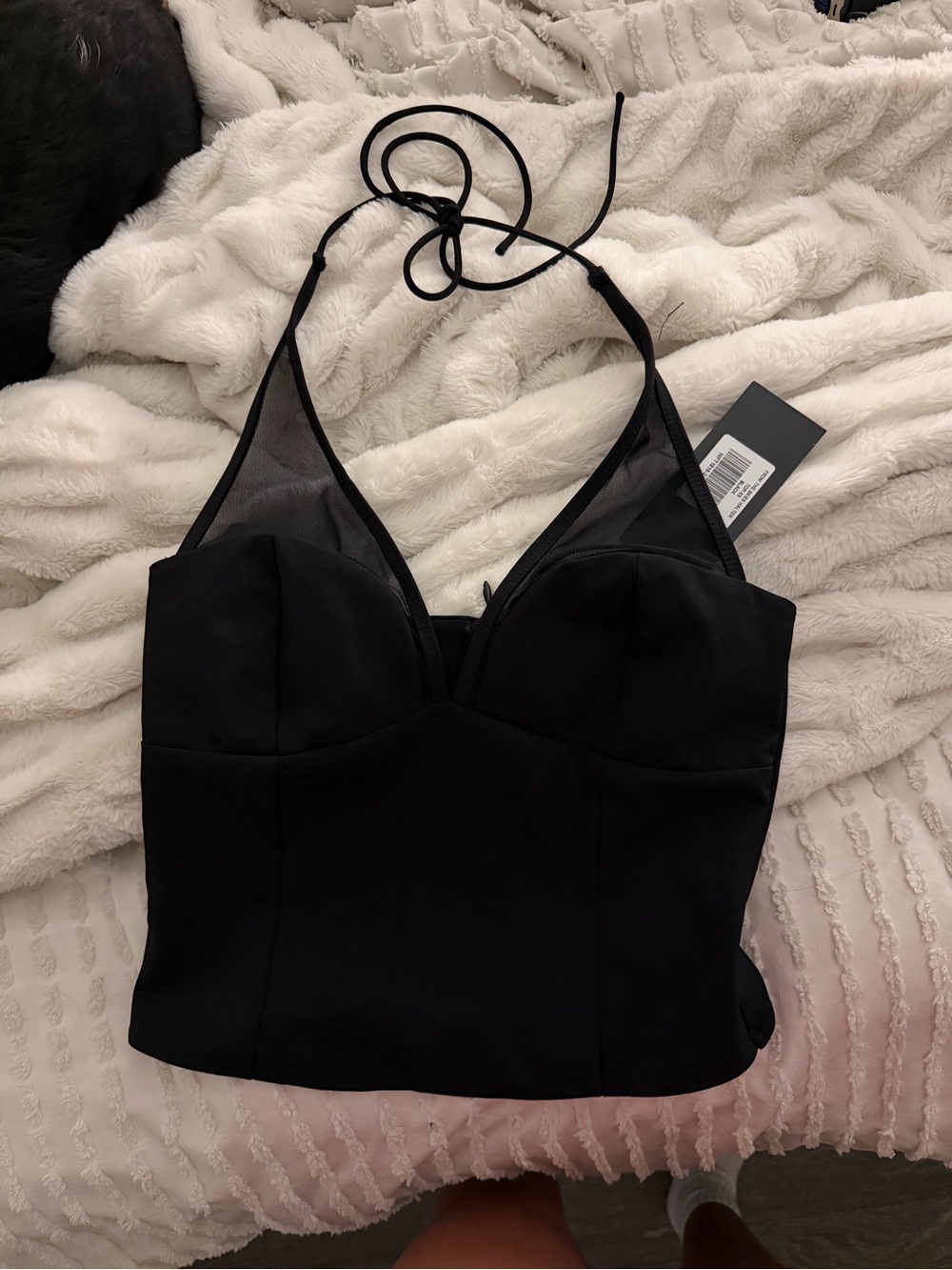 White fox Black Halter Bustier Top - Women's